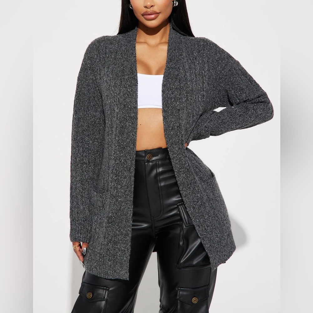 SHEIN Gray Fleece Cardigan